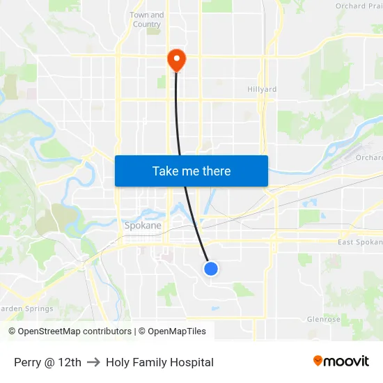 Perry @ 12th to Holy Family Hospital map