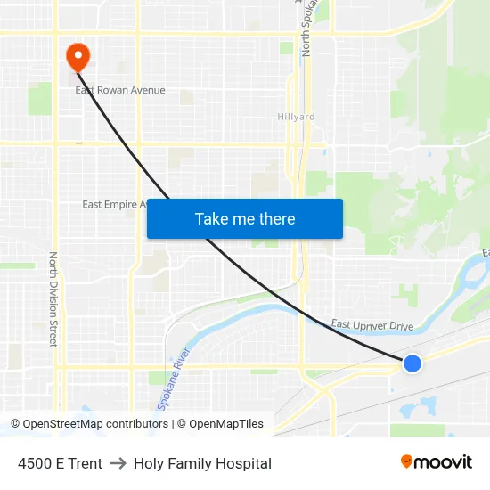 4500 E Trent to Holy Family Hospital map