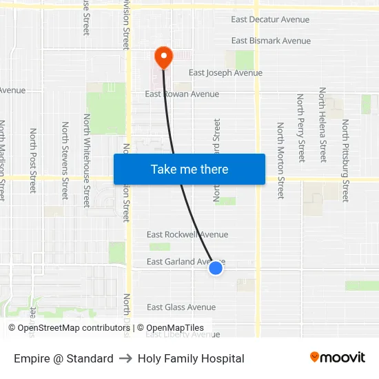 Empire @ Standard to Holy Family Hospital map