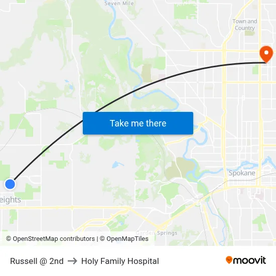 Russell @ 2nd to Holy Family Hospital map