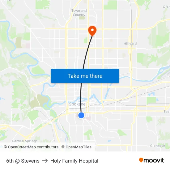 6th @ Stevens to Holy Family Hospital map