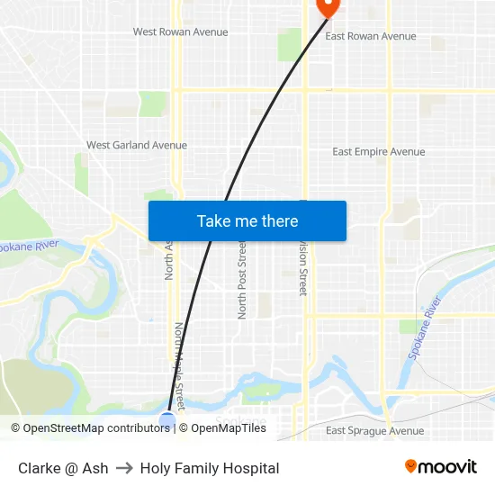 Clarke @ Ash to Holy Family Hospital map