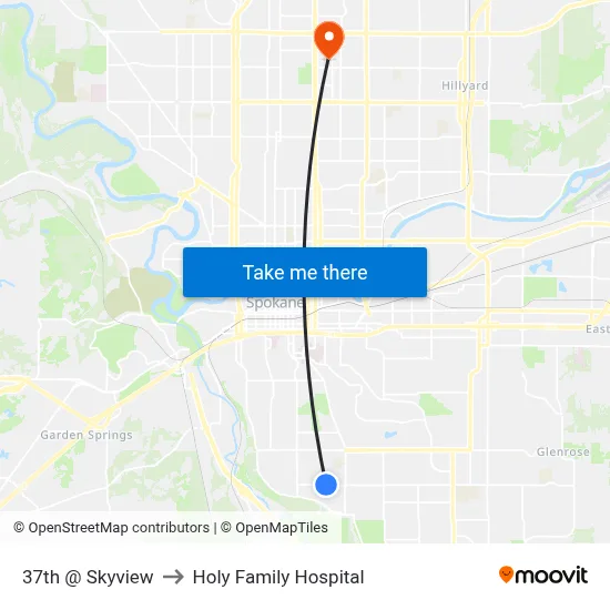 37th @ Skyview to Holy Family Hospital map