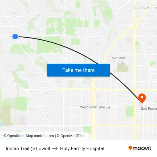 Indian Trail @ Lowell to Holy Family Hospital map
