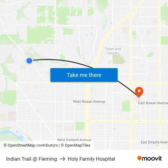 Indian Trail @ Fleming to Holy Family Hospital map