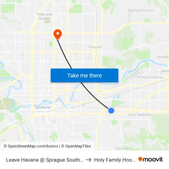 Leave Havana @ Sprague Southbound to Holy Family Hospital map