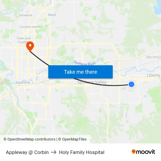 Appleway @ Corbin to Holy Family Hospital map