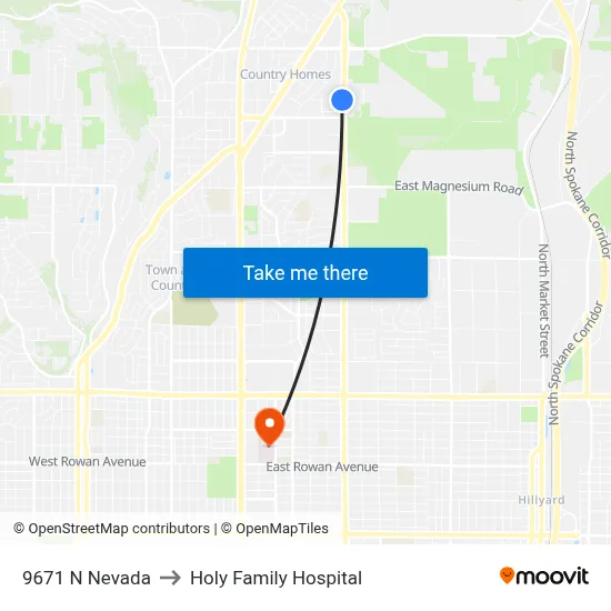 9671 N Nevada to Holy Family Hospital map