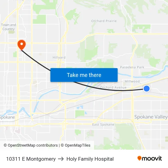10311 E Montgomery to Holy Family Hospital map