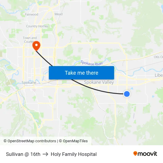 Sullivan @ 16th to Holy Family Hospital map