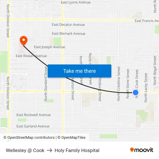 Wellesley @ Cook to Holy Family Hospital map