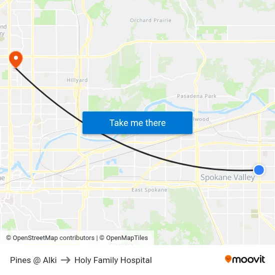 Pines @ Alki to Holy Family Hospital map