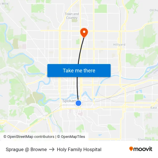 Sprague @ Browne to Holy Family Hospital map