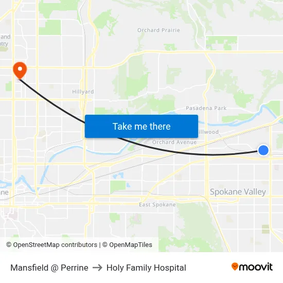 Mansfield @ Perrine to Holy Family Hospital map