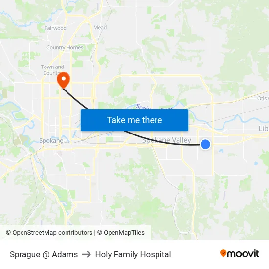 Sprague @ Adams to Holy Family Hospital map