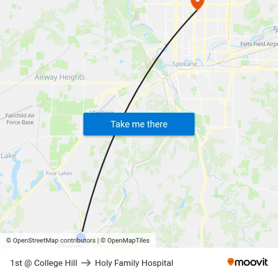 1st @ College Hill to Holy Family Hospital map