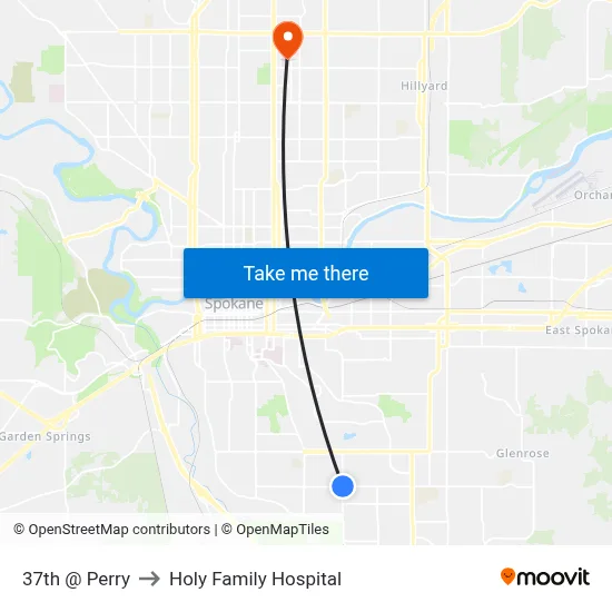 37th @ Perry to Holy Family Hospital map
