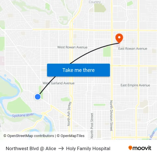 Northwest Blvd @ Alice to Holy Family Hospital map