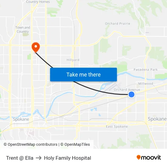Trent @ Ella to Holy Family Hospital map
