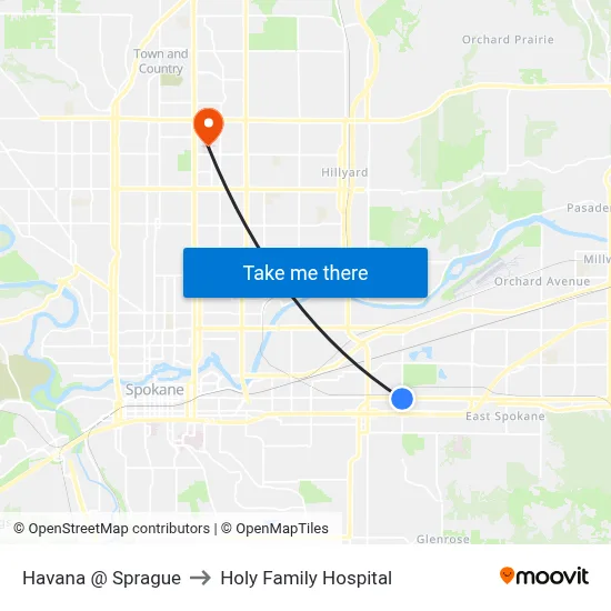 Havana @ Sprague to Holy Family Hospital map