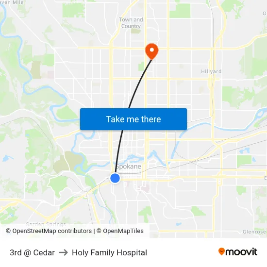 3rd @ Cedar to Holy Family Hospital map