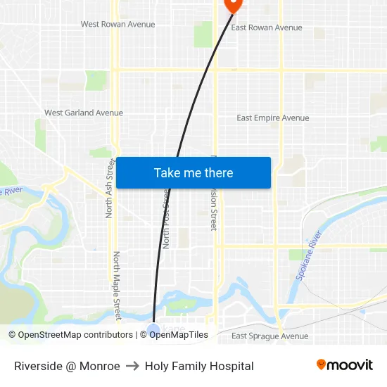 Riverside @ Monroe to Holy Family Hospital map
