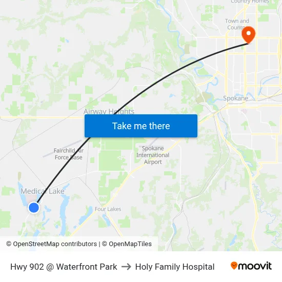 Hwy 902 @ Waterfront Park to Holy Family Hospital map