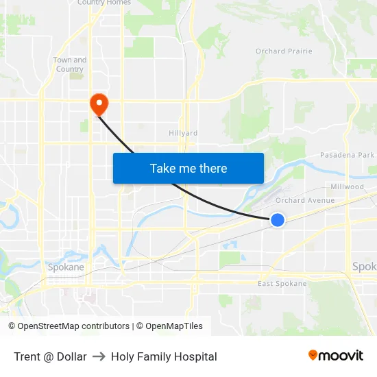 Trent @ Dollar to Holy Family Hospital map