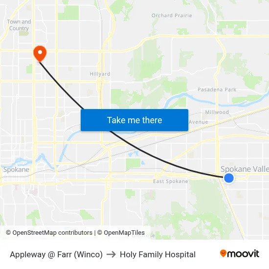 Appleway @ Farr (Winco) to Holy Family Hospital map
