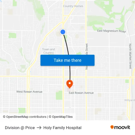 Division @ Price to Holy Family Hospital map