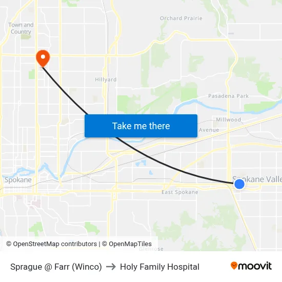Sprague @ Farr (Winco) to Holy Family Hospital map