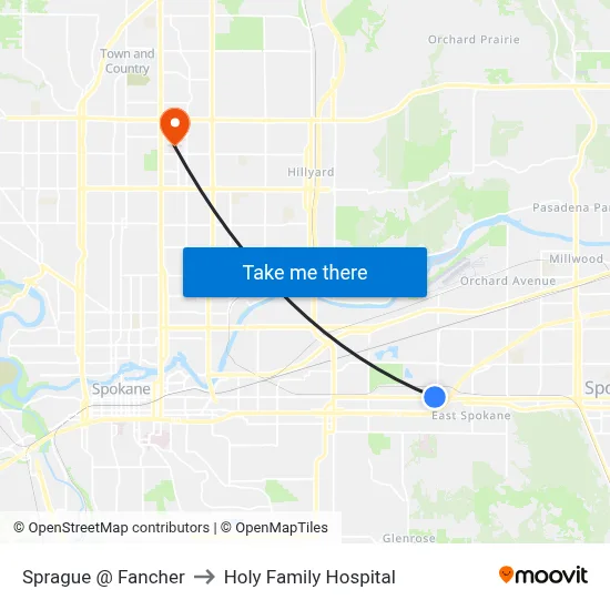 Sprague @ Fancher to Holy Family Hospital map