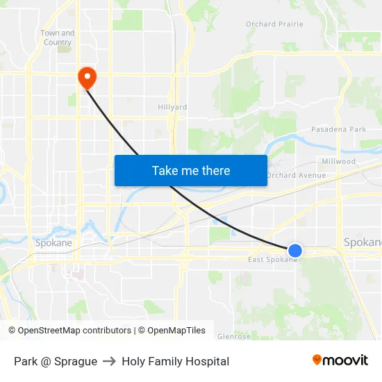 Park @ Sprague to Holy Family Hospital map