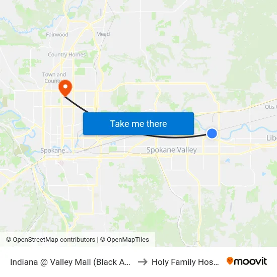 Indiana @ Valley Mall (Black Angus) to Holy Family Hospital map