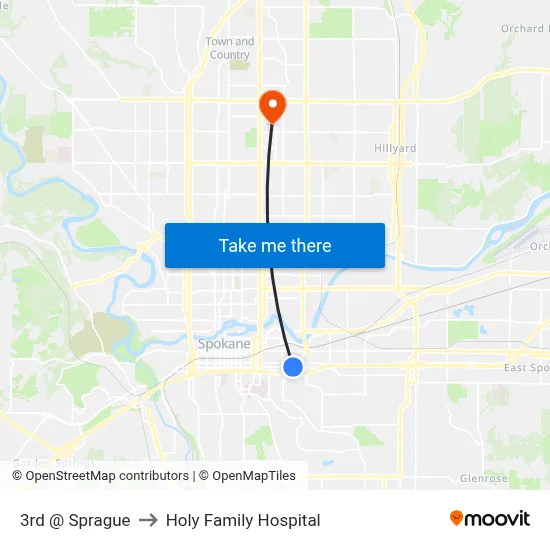 3rd @ Sprague to Holy Family Hospital map