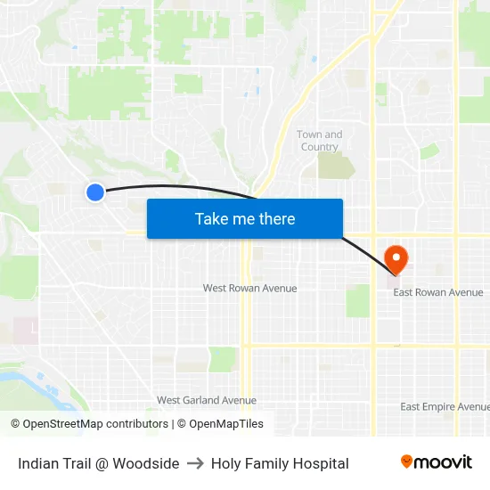Indian Trail @ Woodside to Holy Family Hospital map