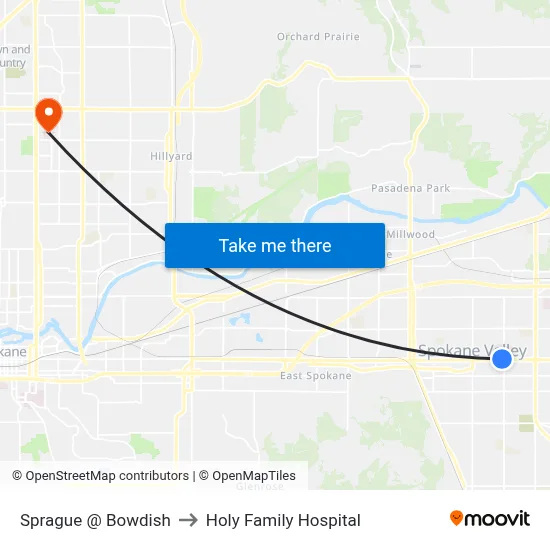 Sprague @ Bowdish to Holy Family Hospital map