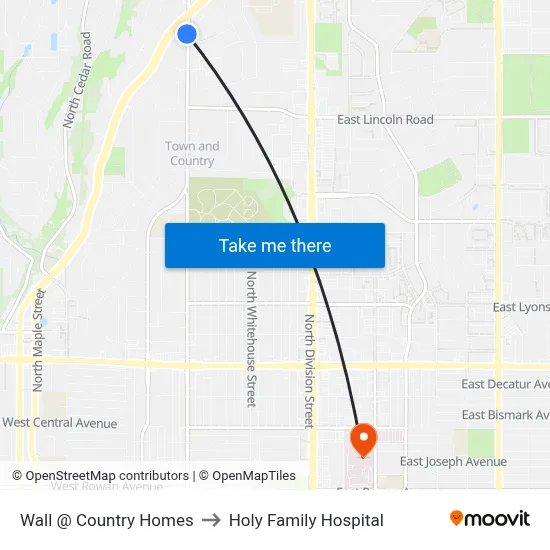 Wall @ Country Homes to Holy Family Hospital map