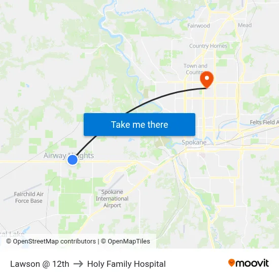 Lawson @ 12th to Holy Family Hospital map