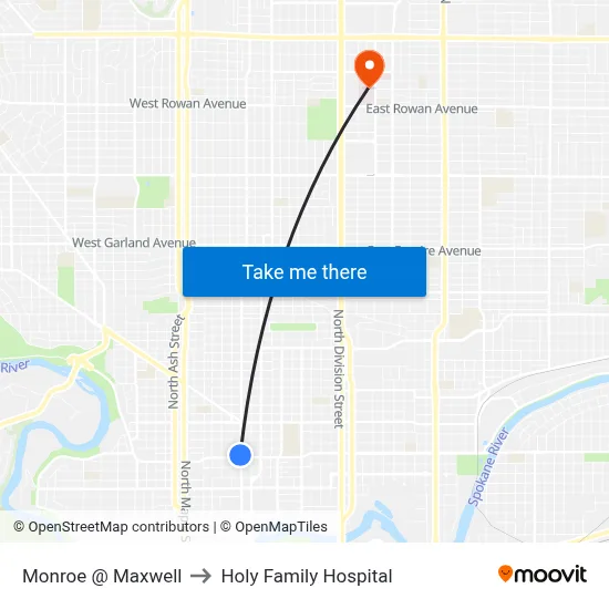 Monroe @ Maxwell to Holy Family Hospital map