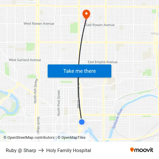 Ruby @ Sharp to Holy Family Hospital map