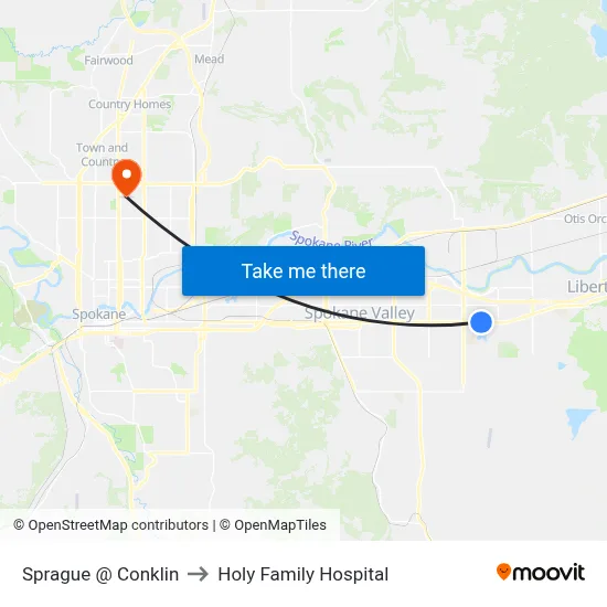 Sprague @ Conklin to Holy Family Hospital map