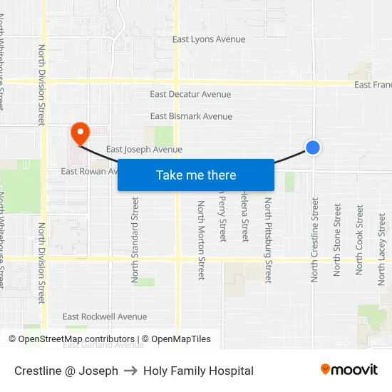 Crestline @ Joseph to Holy Family Hospital map