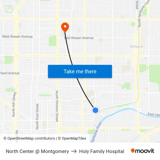 North Center @ Montgomery to Holy Family Hospital map