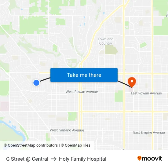 G Street @ Central to Holy Family Hospital map