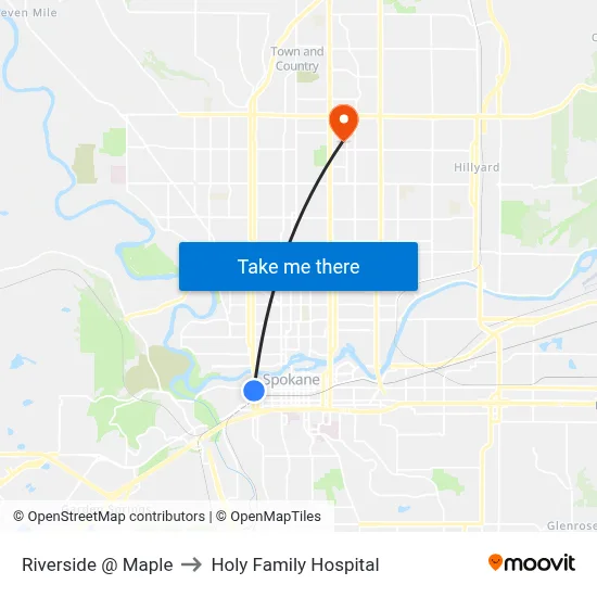 Riverside @ Maple to Holy Family Hospital map