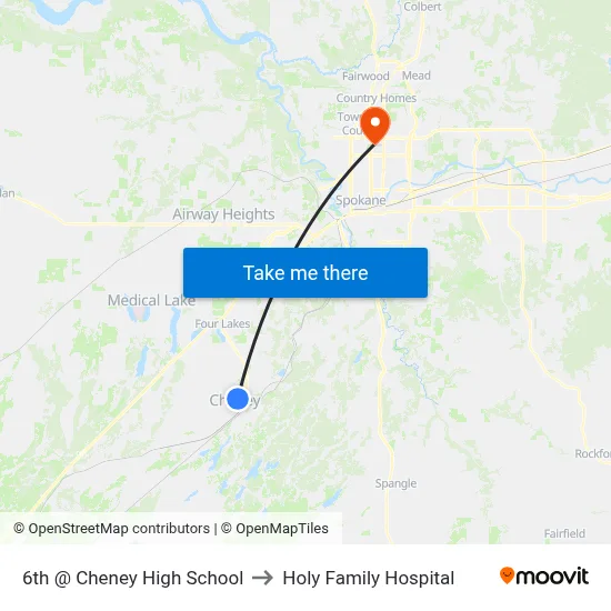 6th @ Cheney High School to Holy Family Hospital map