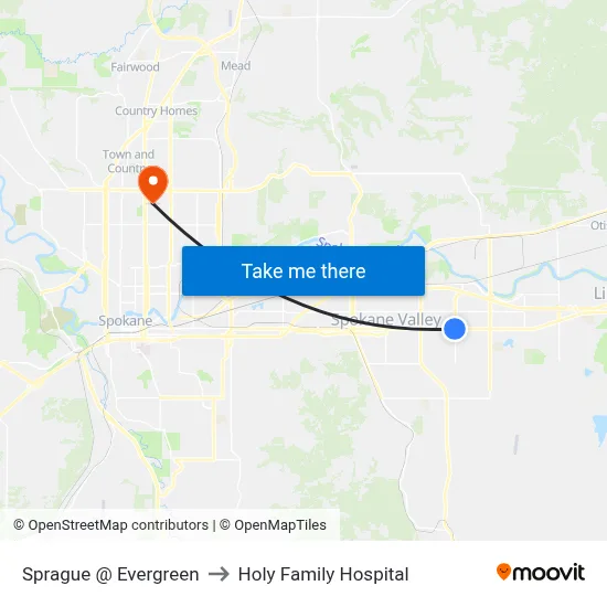 Sprague @ Evergreen to Holy Family Hospital map