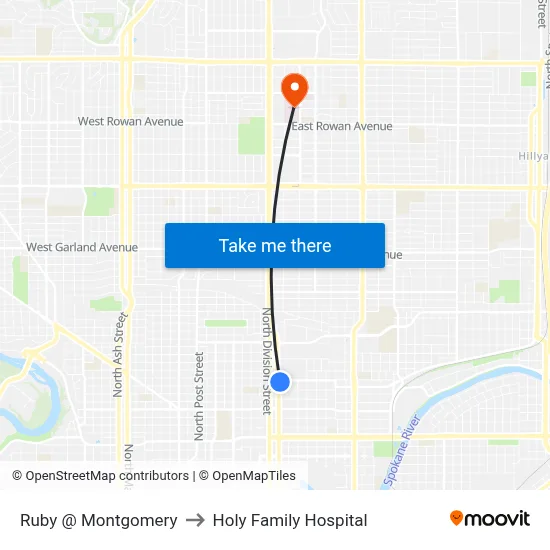 Ruby @ Montgomery to Holy Family Hospital map