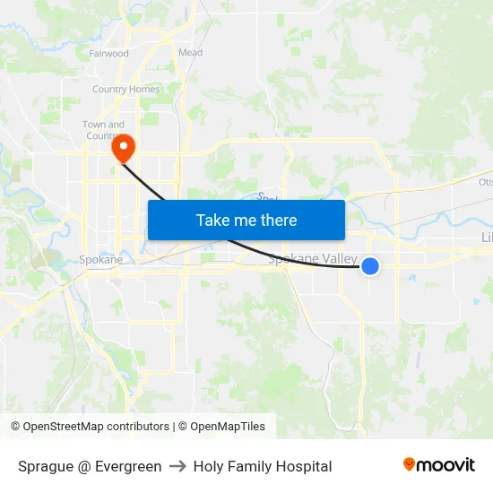 Sprague @ Evergreen to Holy Family Hospital map